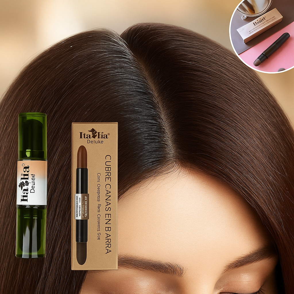 Lápiz Cubre Canas en Barra Italia Deluxe – Solución Rápida, Natural y Portátil