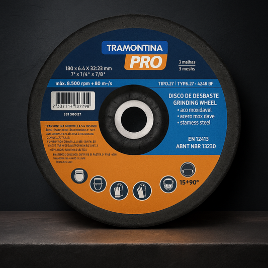 Disco de Desbaste Tramontina PRO Tipo 27 – A24R-BF 4.1/2" para Acero Inoxidable