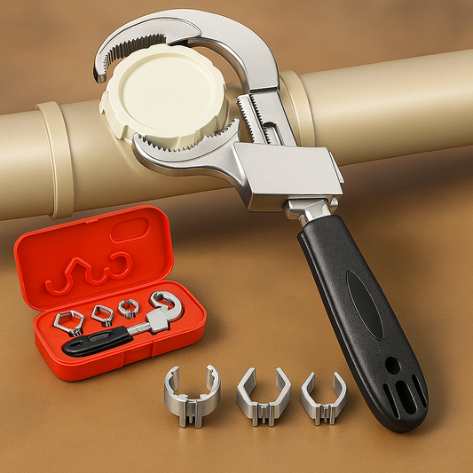 Llave Inglesa Multifuncional con Mandriles Intercambiables – Kit Profesional para Fontanería