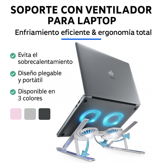 Soporte con Ventilador para Laptop – Enfriamiento Eficiente & Ergonomía Total