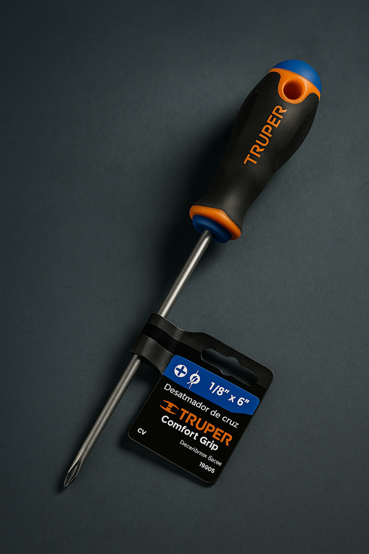 Desarmador de Cruz Truper 1/8” x 6” – Mango Comfort Grip Profesional