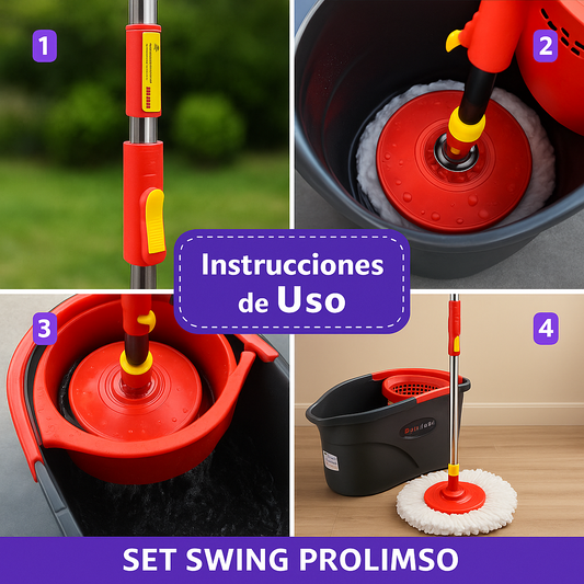 Set de Limpieza Swing Prolimso – Mopa Giratoria con Balde Centrífugo y Pedal