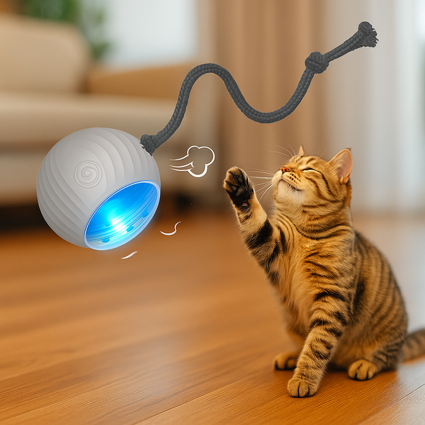 Pelota Interactiva para Gatos con Soga – Diversión Inteligente y Sin Fin