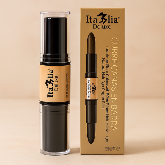 Lápiz Cubre Canas en Barra Italia Deluxe – Solución Rápida, Natural y Portátil