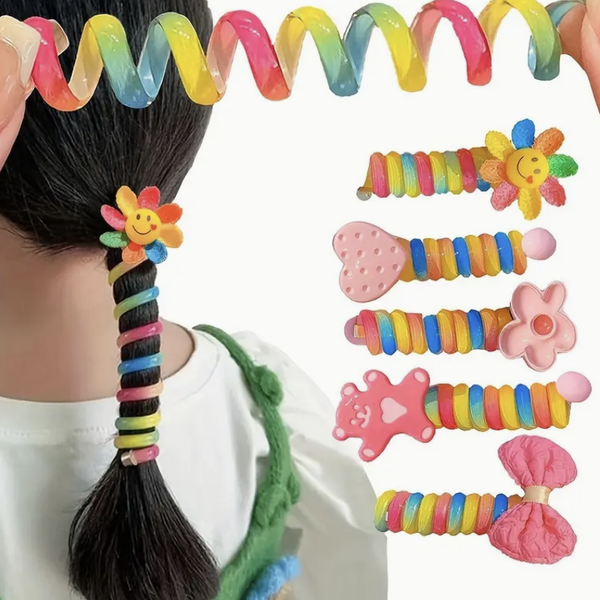 Pack x5 Coletes en Espiral para Niñas – Accesorios Coloridos y Divertidos